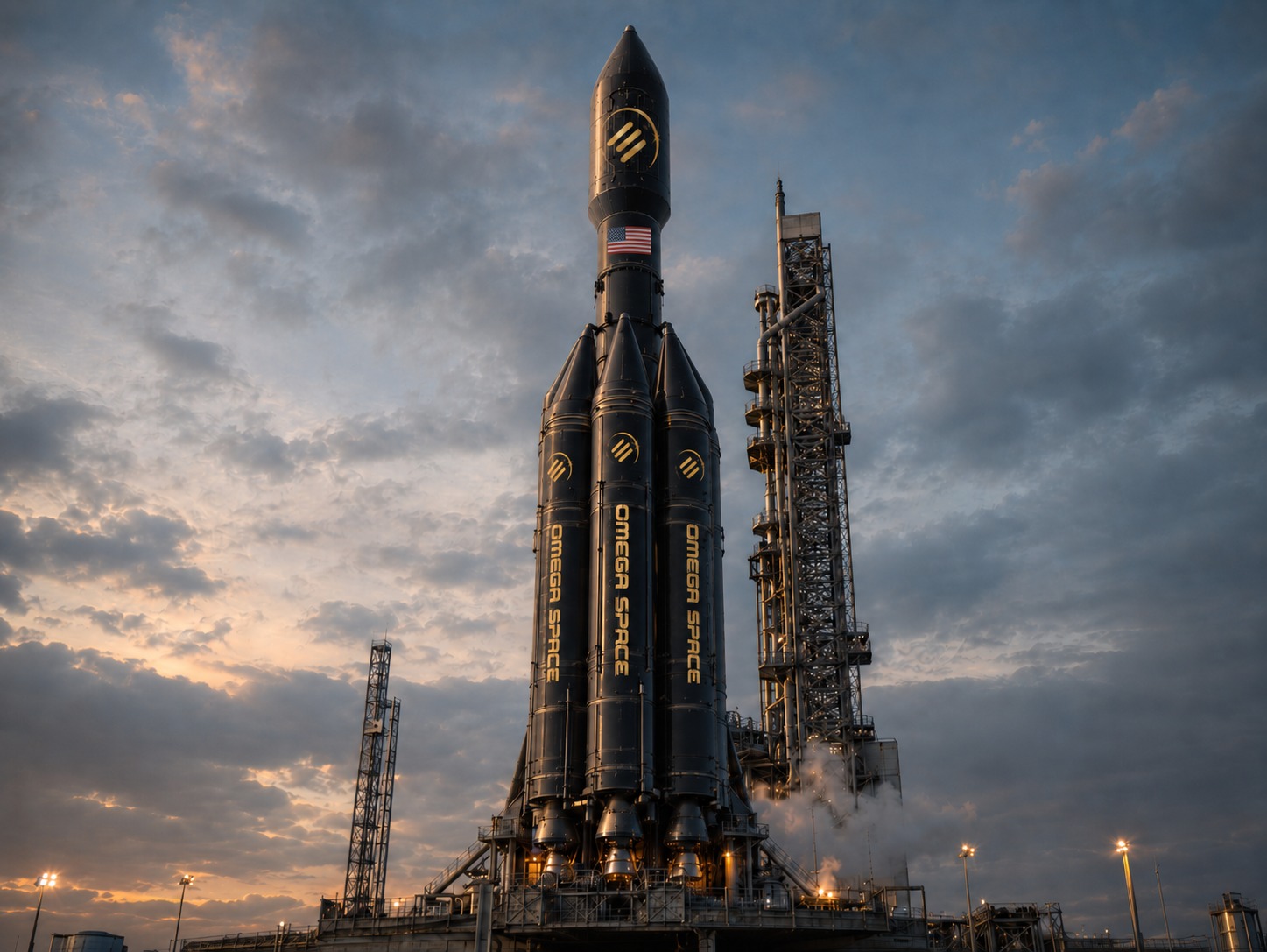 Omega Space rocket on launch pad